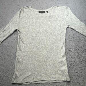 Theory Shirt Womens Small Gray 3/4 Sleeve Ribbed Pima Cotton Modal Crewneck Top